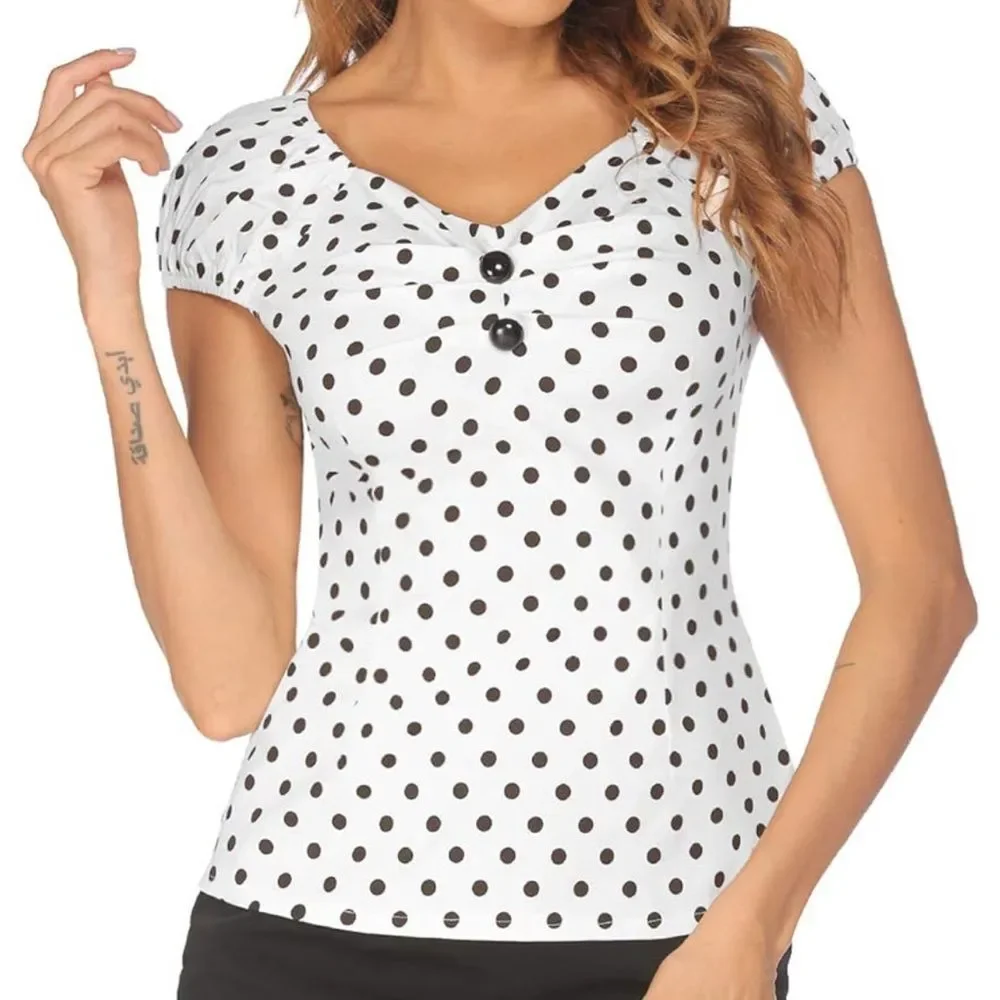 Retro Polka Dot Blouse - Picture 6 of 6